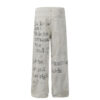 Fuzzy letter printed jeans