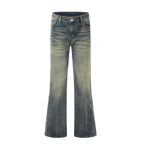 Washed and worn punk denim bell bottoms