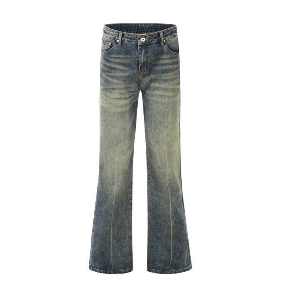 564899315 Washed and worn punk denim bell bottoms