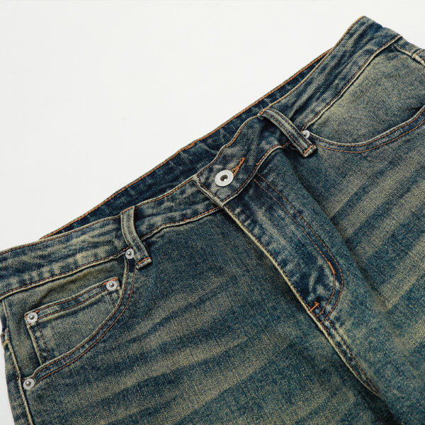 564899317 Washed and worn punk denim bell bottoms