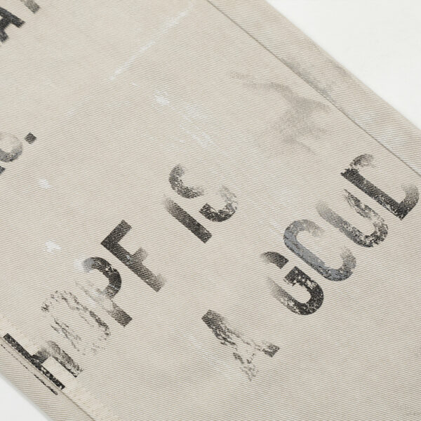 Fuzzy letter printed jeans