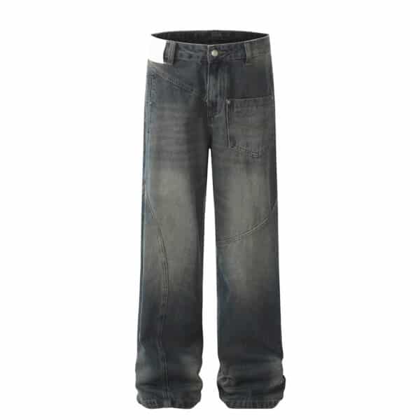 Washed gradient denim work pants