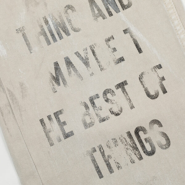 Fuzzy letter printed jeans